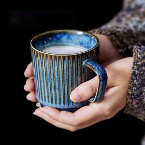 220 мл голубая керамическая печь Изменить текстуру Цветовые глазированные кофейные чашки чашки чашки