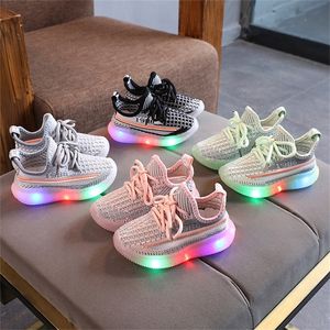 Children Led Shoes Boys Girls Lighted Sneakers Glowing for Kid Green Black Baby with Luminous Sole 220811