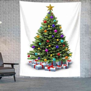 Christmas Tree Tapestry Borders Background Blanket Wall Rugs Home room Party Flag Hanging Decorative Decor J220804