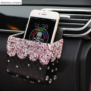 New car Air Vent Phone Holder Interior Storage with Crystal Interior Accessories with Leather Car Interior Accessories
