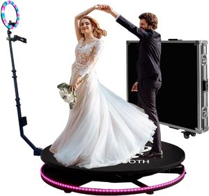 360 Photo Booth Camera Wedding Event Laptop con Flight Case 68CM 80CM 100CM 115CM Spin Photobooth Machine