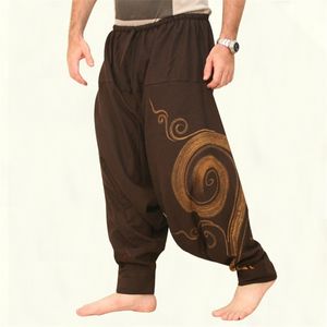 Calça de ioga de cintura elástica casual da mensual Homens de ciganos folgados hippie boho aladdin alibaba harém 220811
