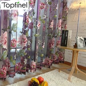 Fioletowe kwiatowe tiulowe zasłony do salonu sypialnia kuchnia okno okno eleganckie pionikowate dreny zasłony panel 220810