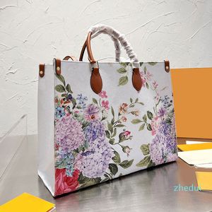 Borsa da donna onthego Borsa tote Borsa a tracolla a tracolla stampata con motivo floreale Borse per la spesa di grande capacità in pelle di tela rivestita all'interno