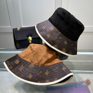 Fashion Bucket Hat Designer Hats Ball Cap 2 Color Leather Patchwork for Mens Woman Top Quality