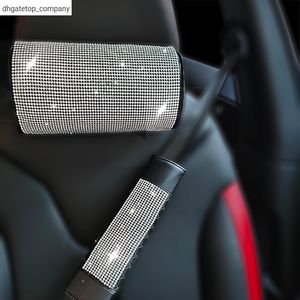 New Crystal Car Styling Seat Neck Pillow Protection PU Auto Headrest Support Rest Travelling Car Headrest Neck Interior Accesories