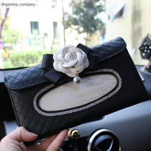 Neue Weiße Blume Auto Tissue Box Handtuch Sets Auto Sonnenblende Tissue Box Halter Auto Innen Lagerung Dekoration Auto Zubehör