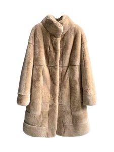 Vintage Trend Real Rabbit Fur Leather Coat med standard päls krage grossist vinterkvinna varmare päls t220810