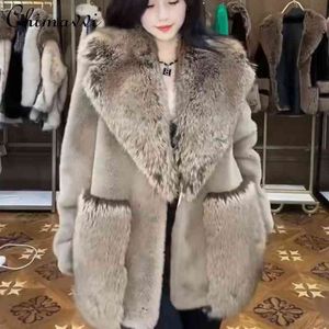Europeisk långärmad päls kappa kvinnor toka dubbel ansikte ull läder varm mid-längd ljus lyx elegant jacka 2022 ny vinter t220810