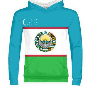 Luvtröjor herr Tröjor Man Ungdom Custom Made Namn Nummer Uzb Dragkedja Sweatshirt Nation Flagga Uz Ozbekiston Uzbekiskt land Tryck Po Kläder