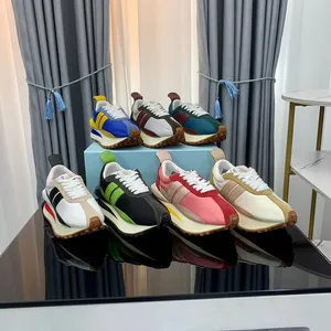 Sneakers Bumper Sport Multicolor Scarpe classiche firmate basse CLAY Nylon a righe pelle bovina Pelle Sneaker piatta logo cucito Esercito tedesco allenamento i89