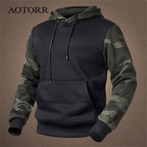 Fleece mens hoodies höst vinter casual hoodies män outwear kamouflage pullover tröjor hane huvkrage lös 4xl 220811