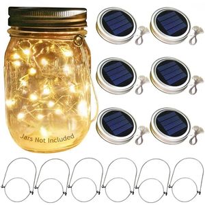 Luce solare per barattolo di vetro con luci a corda da 2 m Maniglia 20 LED Lampada a lanterna sospesa per la decorazione del giardino Luce colorata