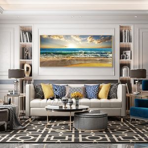 Beach Sunset Wall Art Poster Grande paesaggio Tela Pittura Stampa Alberi forestali nordici Decorazione murale Immagine per la decorazione domestica