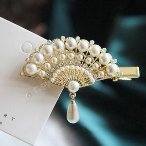 Luxury Pearl Chinese Fan Hairpin Fashion Cute Hair Clips Women Elegant Tassel Hair Accessories