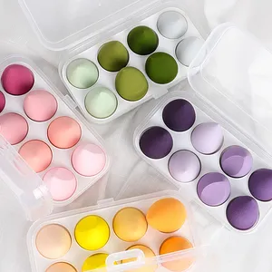 Cosmetic Puff 8-teiliges Set mit transparenter Aufbewahrungsbox, Make-up-Schwamm in verschiedenen Größen zum Verblenden von Foundation-Lidschatten