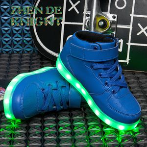 Storlek LED -skor för barn LED Slipare barn vuxna feminino tenis pojkar flickor lysande sneakers med ljus glödande 220811