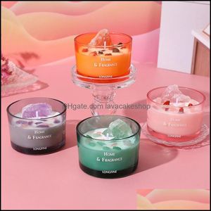 Kerzen Home Decor Garten Kristallglas Kerze Badezimmer Deodorant Duft handgemachte Sojawachs Aromatherapie Großhandel Drop Dhuti