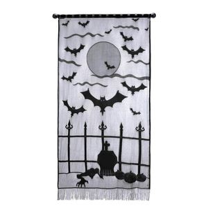 Vorhang-Vorhänge, Halloween-Vorhänge, schwarze Fledermäuse, Spitze, Fenster, schleichender Kobold, Türpaneel-Dekor für Halloween, Vorhangvorhänge, Vorhang