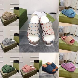 H￶g A -klackar av h￶g kvalitet lyxig platt tjock botten kil sandal kvinnors broderi tryckta tofflor glider flip flops gummikl￤nning skor