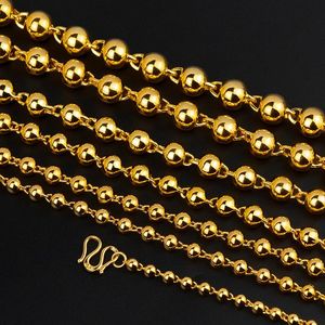 Chains Pure 18K Gold Beads Necklace For Men Chain Genuine Solid Women Wedding Luxury Fine Jewelry Man GiftsChains