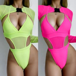 Kobiety Jumpsuits Rompers seksowne dwuczęściowe bikini z siatki