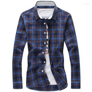 Men's Casual Shirts YZBZJC 5XL Plaid Men Checkered Shirt Clothes Brand Fashion Button Down Clothing Long Sleeve Plus Size
