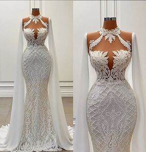 섹시한 레이스 인어 웨딩 드레스 3D 꽃 Appliques 신부 드레스 Robe De Mariee Bridal Gowns