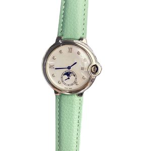 Fashion Damskie zegarek 36 mm kwarc Ruch 316 Stal nierdzewna skórzany pas Sapphire Mirror Sun Moon Star Life Waterproof Luksusowe zegarki projektant