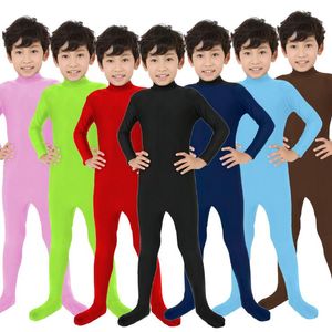 Kids Catsuit Costumes Zentai Suit Dance Unitard Spandex Bodysuit Wear second Skin Tights no hood gloves Back zipper for adults