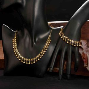 Bracelet Bangle Designer Turkish Arab Wedding Jewelry Set Dangle Ball Tassels Necklace Earring Middle East Gift for Women Gold Plated