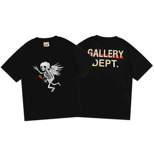 Designer T shirt Klassiek merk Galley Shirt Dept Beautiful Fashion Galery Angel Skeleton Wings Rose Gilded Letter Short Sleeve T Shirt Men and Women