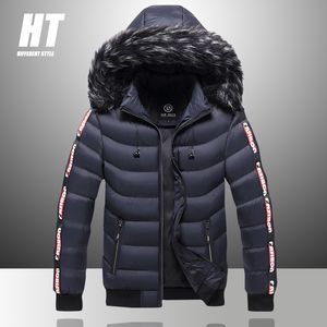 Jaqueta de inverno masculino colarinho de pele quente grossa parka machado de roupas térmicas de lã para baixo de casacos neve com capuz 220818