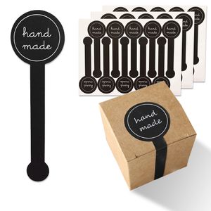 Hand Made Black Lollipop Sealing Stickers Tins Long Label Handmade Scrapbooking Baking Self-Adhesive Craft Cake Boxes Package Labels, Gift Wrapping 1222861