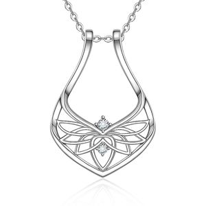 Sterling Silver Ring Holder Halsband Stand för bröllopsringar Lotus Crystal Magic Rhombus Dainty Simple Pendant Love Jewely