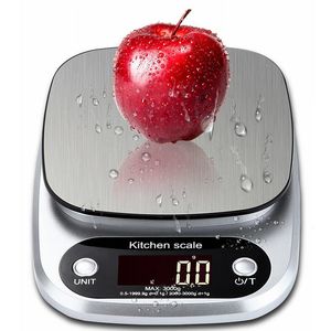 Digital Electronics Kitchen Scale 0.1g/3KG 10KG Food Multifunction Weight Silver Baking & Cooking Scale with LCD Display