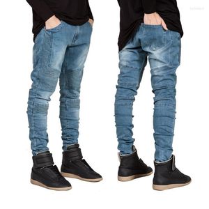 Atacado-2022 Men Skinny Jeans Runway Slim Racer Biker Strech Hiphop para Y2036