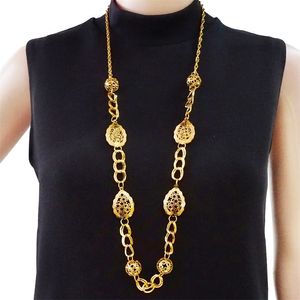 Fashion Gold Color Round Star Coin Necklace For Women Long Pendants Necklaces Geometric Vintage Jewelry 220810