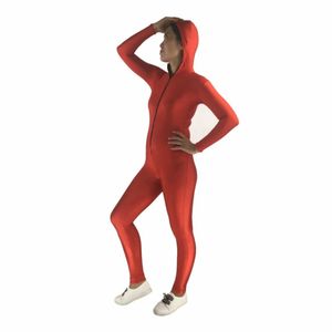 Sexiga kvinnor Catsuit Costumes Back Zipper Solid Color Lycar Tights Zentai Jumpsuit Stage Cosplay Party Costumes With Hat