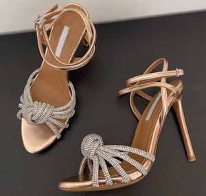 Women wedding high heels sandal luxury brands shoes Celeste Crystal-embellished Sandals In Black sliver white blue 35-42