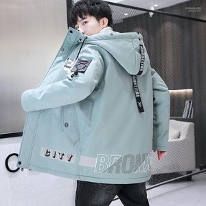 Kurtki męskie 2022 Spring/Autumn Korean Slim Windbreaker Mężczyźni z kapturem nadrukowane płaszcze swobodne jaclet Long Trench płaszcze Mężczyzna M-4xl