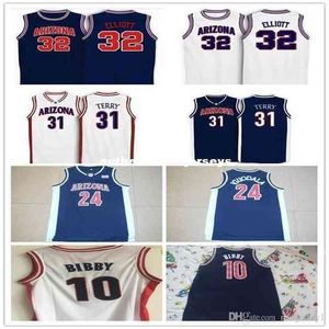 Men's #31 Jason Terry #10 Bibby #24 Andre Iguodala #32 Sean Elliott Arizona Wildcats Basketball Jerseys Stitched Sport Shirt vest Shir