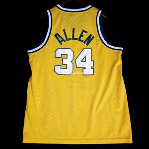 % 100 Dikişli Ray Allen #34 Dikişli Jersey Sarı Kemp Erkek Yelek Boyutu XS-6XL Dikiş Basketbol Formaları NCAA