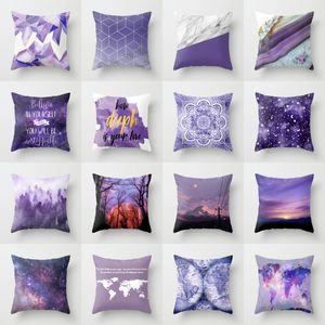 Nordic sofa cushion cover plush pillow purple pattern living room office nap 40455060cm 220816