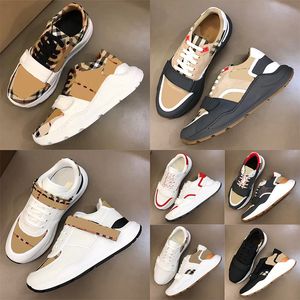 Designer Sneakers Casul Shoes Lattice randig Luxuy Vintage Sneaker Men Women PlatformBottom Flats Leather Trainers Brand Classic