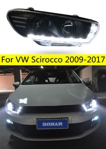 Bilstrålkastare för VW Scirocco 20 09-20 17 LED-strålkastare DRL High Beam Lens Driving Lights Angel Eye Head Lamp