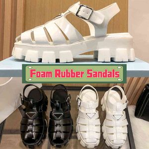 مطاطية EST Sandals Sandals Slippers مع Box Box Women Women Shoes Black White Whith 5cm Detrice Bottom Gear Hollow Sandal Luxury