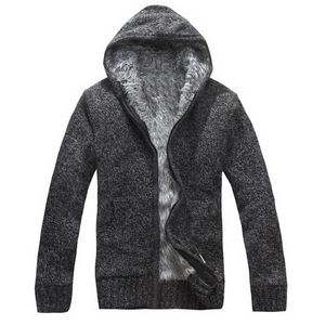 Kapüşonlu Kaşmir Süveter toptan satış-Erkek Sweaters Sonbahar Kış Sıcak Sweatercoat Kapşonlu Fermuarı Hardigan Polar Kashmere Liner Dış Dışarıcı