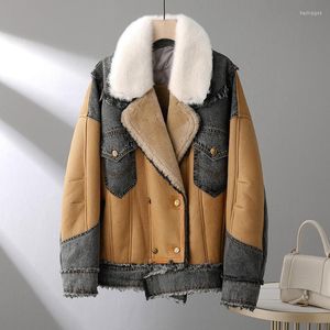 여자 모피 가짜 2022 밍크 칼라 캐주얼 스타일 다운 재킷 두꺼운 따뜻한 주머니 고급