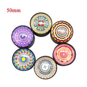 Popular 2022 Big Size 3D Herb Grinders 3 Parts Smoking Accessories Flash Rainbow Colors Metal Grinder Zinc Alloy Maze Smoking Crusher Grinder 50mm